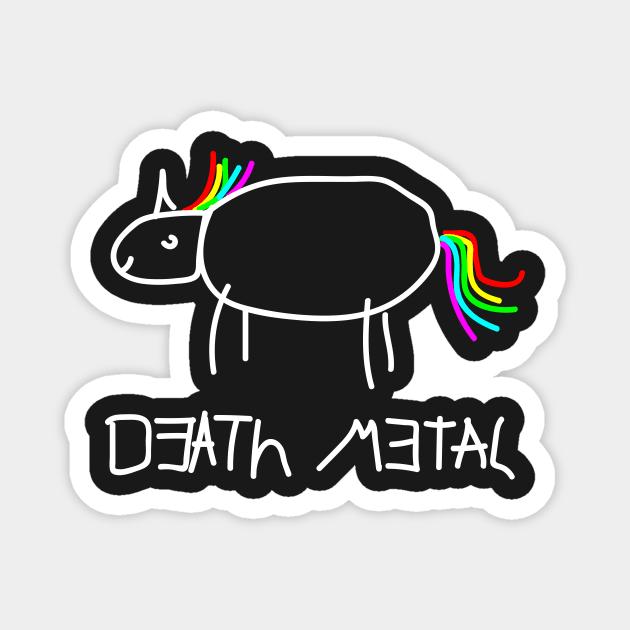 Death Metal rainbow unicorn Magnet by bannie