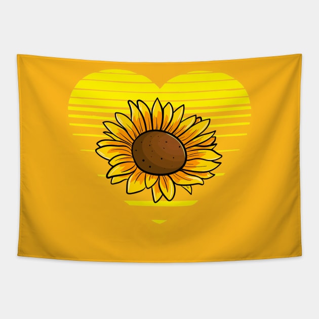 Sunflower lover, sunset heart. Farmers and nature lovers gift Tapestry by alcoshirts