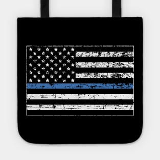 Thin Blue Line Distressed American Flag Tote