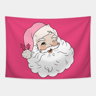 Retro Vintage Pink Santa Claus Tapestry