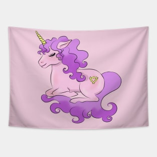 Purple and golden sparkle unicorn Tapestry