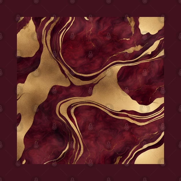 Preppy Boho Chic Minimalist Burgundy and Gold Marble by Tina