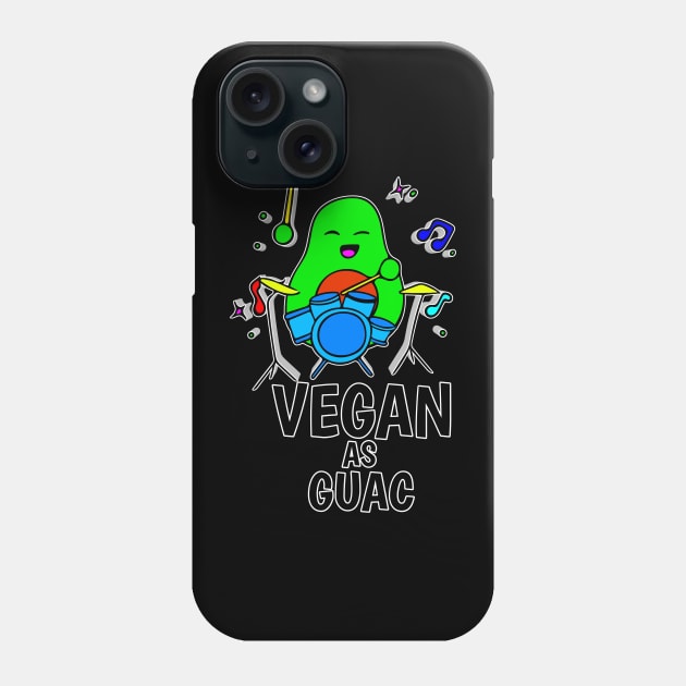 Vegan As Guac - Funny Avocado Cute Clipart Veggies - Musical Beats Drummer Phone Case by MaystarUniverse