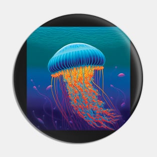 Blue and Orange Jellyfish Pin