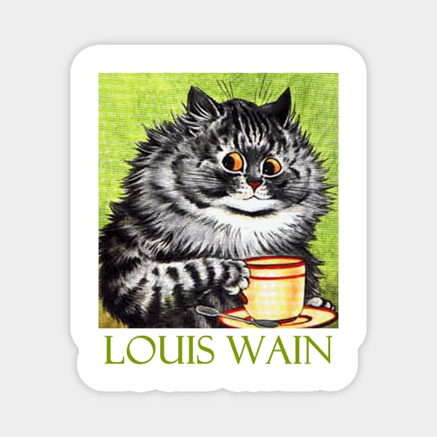 Coffee Cat by Louis Wain Magnet by Naves