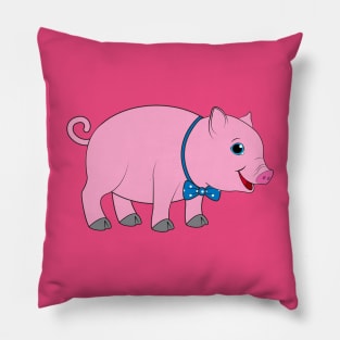 Cute Cartoon Pig in a Bow Tie Pillow