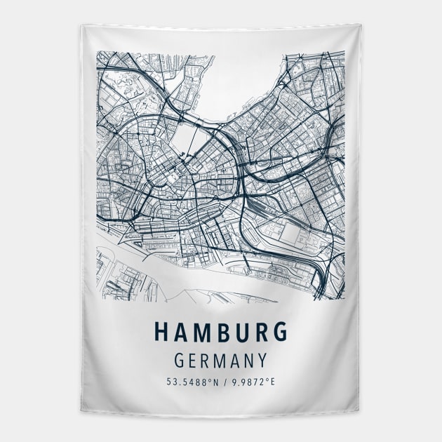 hamburg simple map Tapestry by boy cartograph