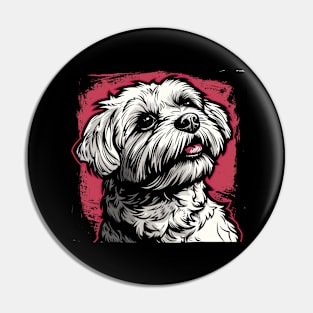 Retro Art Maltese Dog Lover Pin