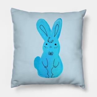 Blue Bunny Watercolor Pillow