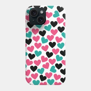 Teal, Pink, Black Hearts Phone Case