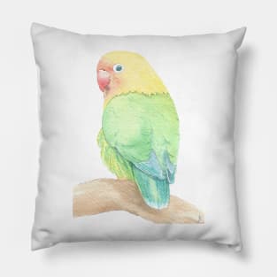 Lovebird watercolor portrait Pillow