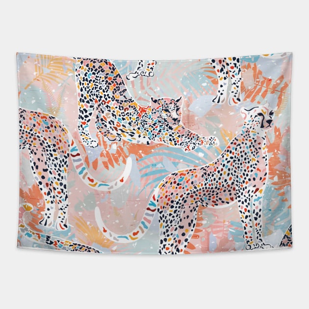 Colorful Wild Cats Tapestry by matise