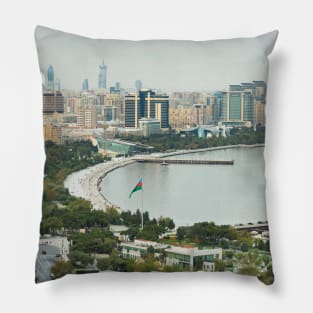 Baku city Caspian Sea top view Pillow