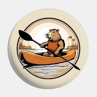 Kayaking capybara Pin