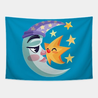 Moon Star Kiss Tapestry