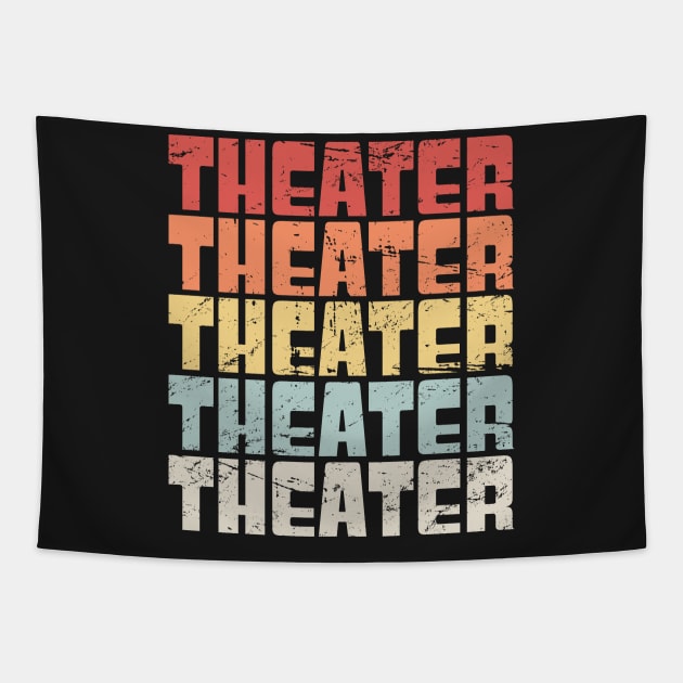 Retro 70s THEATER Text Tapestry by MeatMan