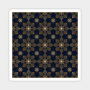 Gold Snowflake Decoration on Navy Magnet