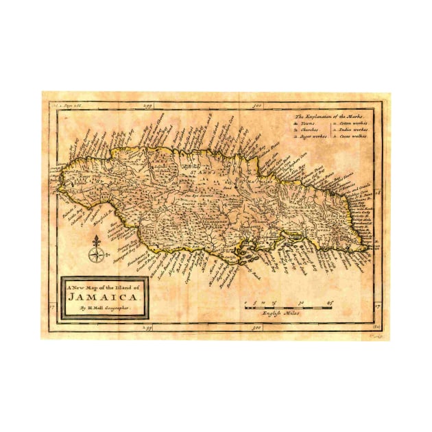 Vintage Map of Jamaica (1771) by Bravuramedia