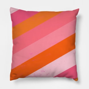 Pink and Orange Brush Stroke, Stripes Pillow