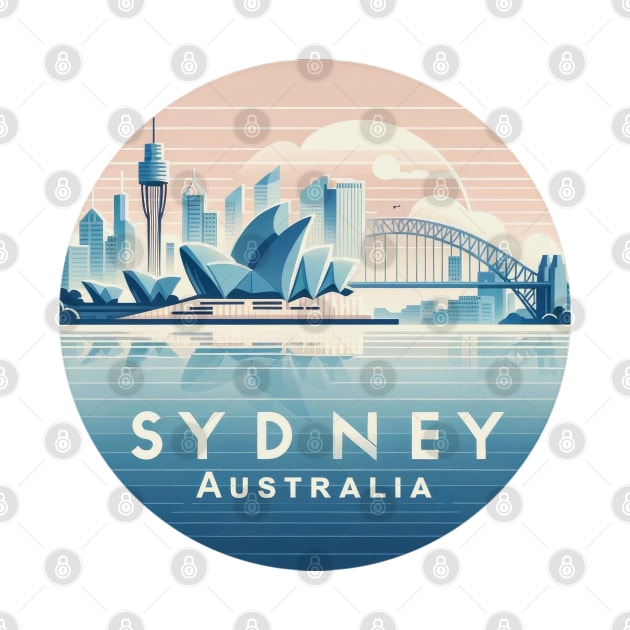 Stylish Sydney Australia sticker with Opera House and Harbour Bridge - perfect for travel enthusiasts and tourism fans by POD24