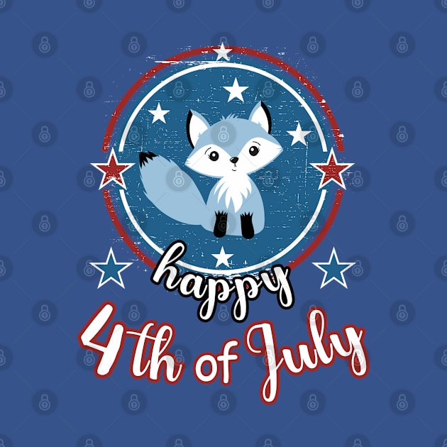 Retro Happy 4th of July Patriot Fox by Cute Pets Graphically