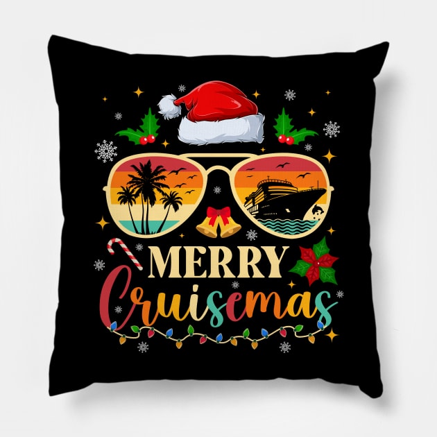 Merry Cruisemas Christmas Santa Cruise Retro Pillow by antrazdixonlda