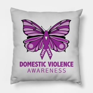 Domestic Violence Awareness Purple Butterfly Ribbon Pillow