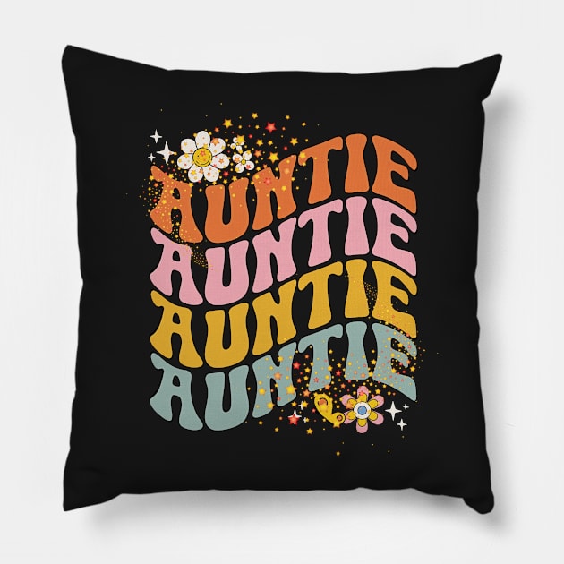 In My Cool Aunt Era Retro Groovy 60's 70's Aunt Great Aunt Pillow by masterpiecesai