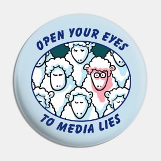 Open Your Eyes to Media Lies Sheeple Pin