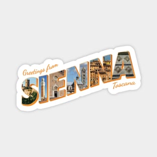 Greetings from Sienna Tuscany Italy Vintage style retro souvenir Magnet