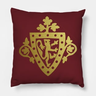 Medieval Style Metallic Gold Rampant Lion Shield Pillow