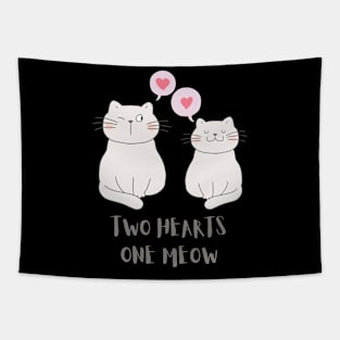 Two Hearts One Meow - Cat Tapestry