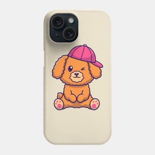 Cute Poodle Dog Sitting With Hat Cartoon Phone Case