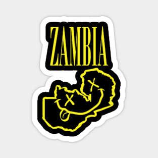 Copy of Vibrant Zambia Africa x Eyes Happy Face: Unleash Your 90s Grunge Spirit! Smiling Squiggly Mouth Dazed Smiley Face Magnet