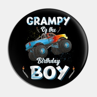 Grampy Of The Birthday Boy Monster Truck Bday Men Grandpa Pin