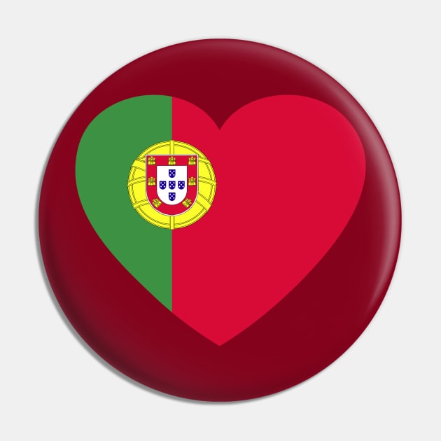 I Love Portugal // Heart-Shaped Portuguese Flag Pin by SLAG_Creative