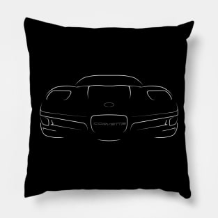 front/back Chevy C5 Corvette - stencil, white Pillow