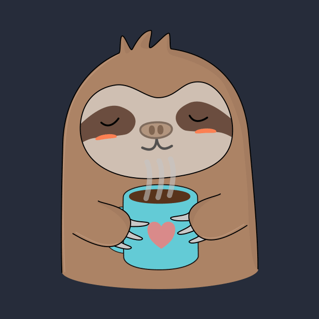 Cute Coffee Sloth T-Shirt by happinessinatee