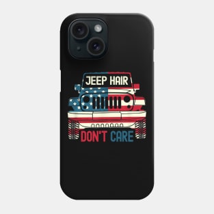 jeep hair don't care american flag jeep Phone Case