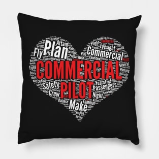 Airplane Commercial Pilot Heart Shape Word Cloud product Pillow