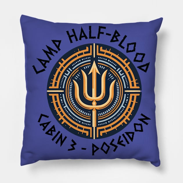 Cabin 3 Poseidon - CAMP half-blood Pillow by whatyouareisbeautiful