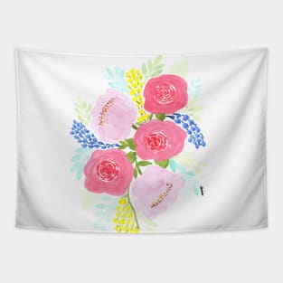 Pink Roses and Peonies Tapestry