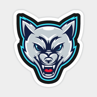 Angry wolf head illustration character Magnet