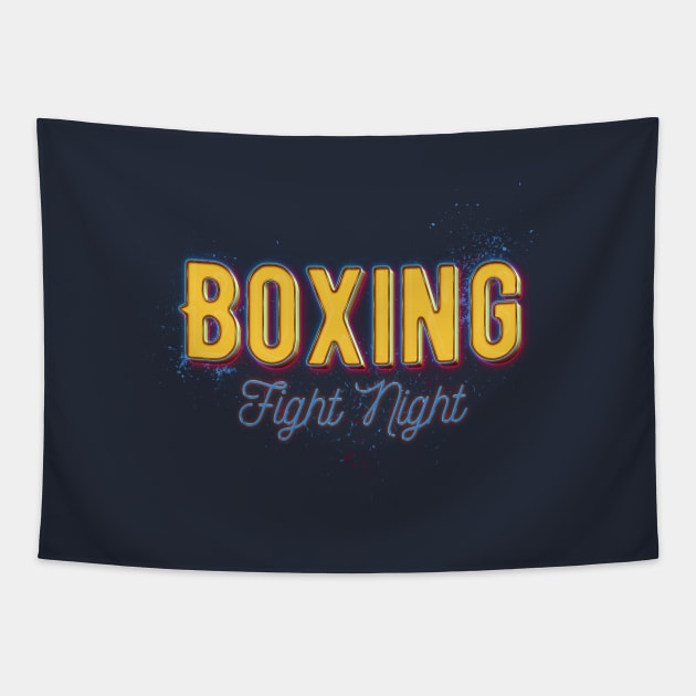 Boxing Fight Night, 80s design Tapestry by Sacrilence