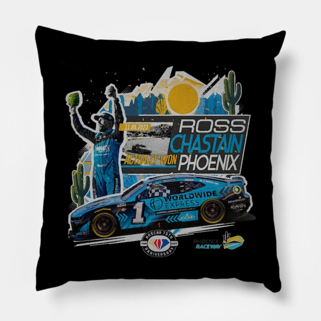 Ross Chastain Cup Series Championship Race Winner Pillow by Erianna Bee