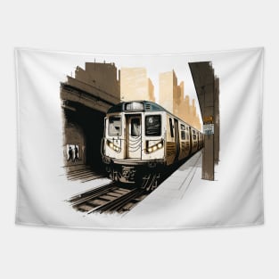 NYC Subway Illustration Tapestry