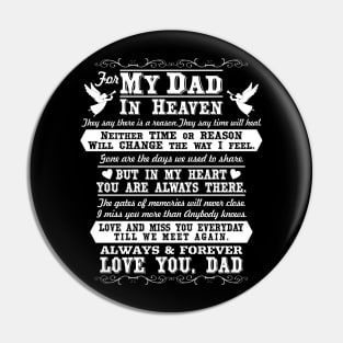 Dad in Heaven, In Loving Memory of Dad Pin