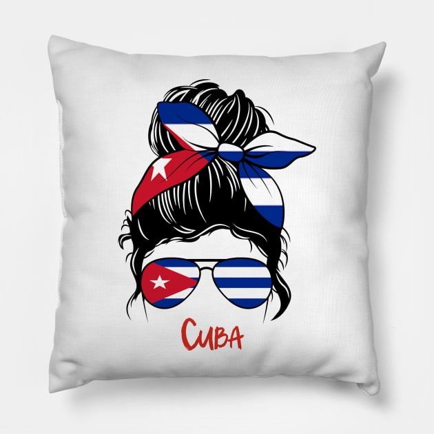 Cuban Girl, Cuban girlfriend, Cuba Messy bun, Cubana Pillow by JayD World