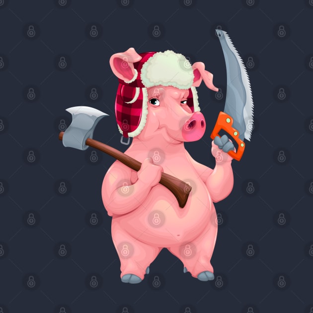 Woodworker pig with tools by ddraw