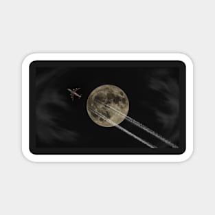 Jet flying under the moon Magnet